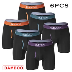 6 pcs Bamboo Men Underwear With Opening Breathable Mens Boxershorts Men's Panties Underpants Plus Size Fashion Boxers Brief