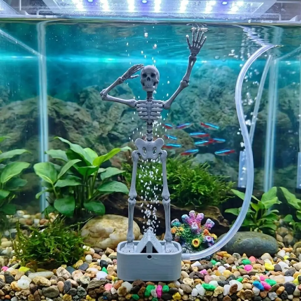 Air Pump Driven Dancing Skeleton Aquarium Bubbler Dancing Underwater Realistic Dynamic Skeleton Bubbler 3D Printed Plastic
