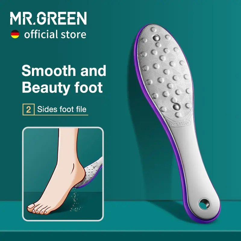 MR.GREEN Double Sided Foot File Pedicure Foot Care Tools Dead Skin Callus Remover Stainless Steel Professional