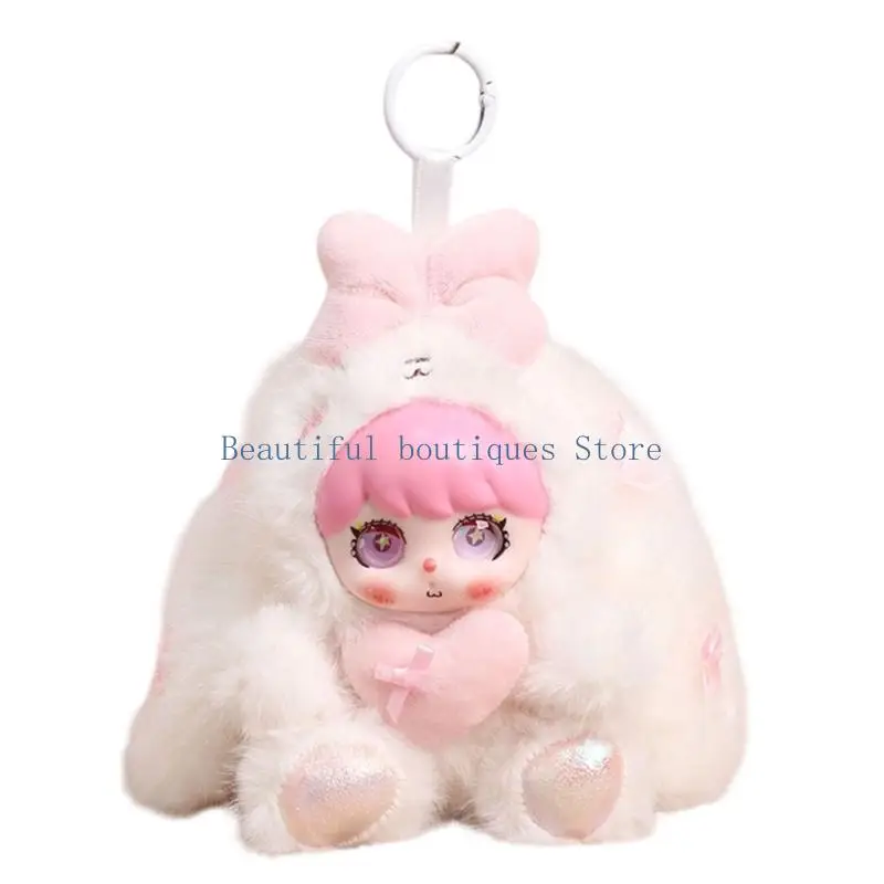 U4LF Adorable Floppy Ear Rabbit Ring High Quality Fabric And Vinyls Material Bag Hanging Ornament For Daily Use