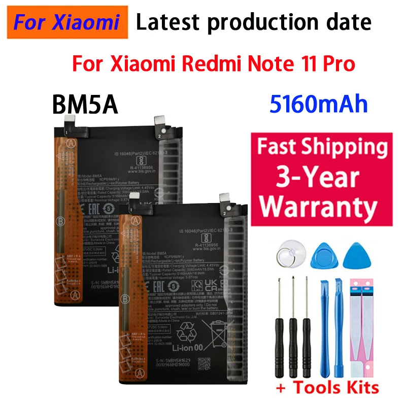 Brand New BM5A 5160mAh Battery For Xiaomi MIUI Redmi Note 11 Pro 11pro Phone Replacement Batteries