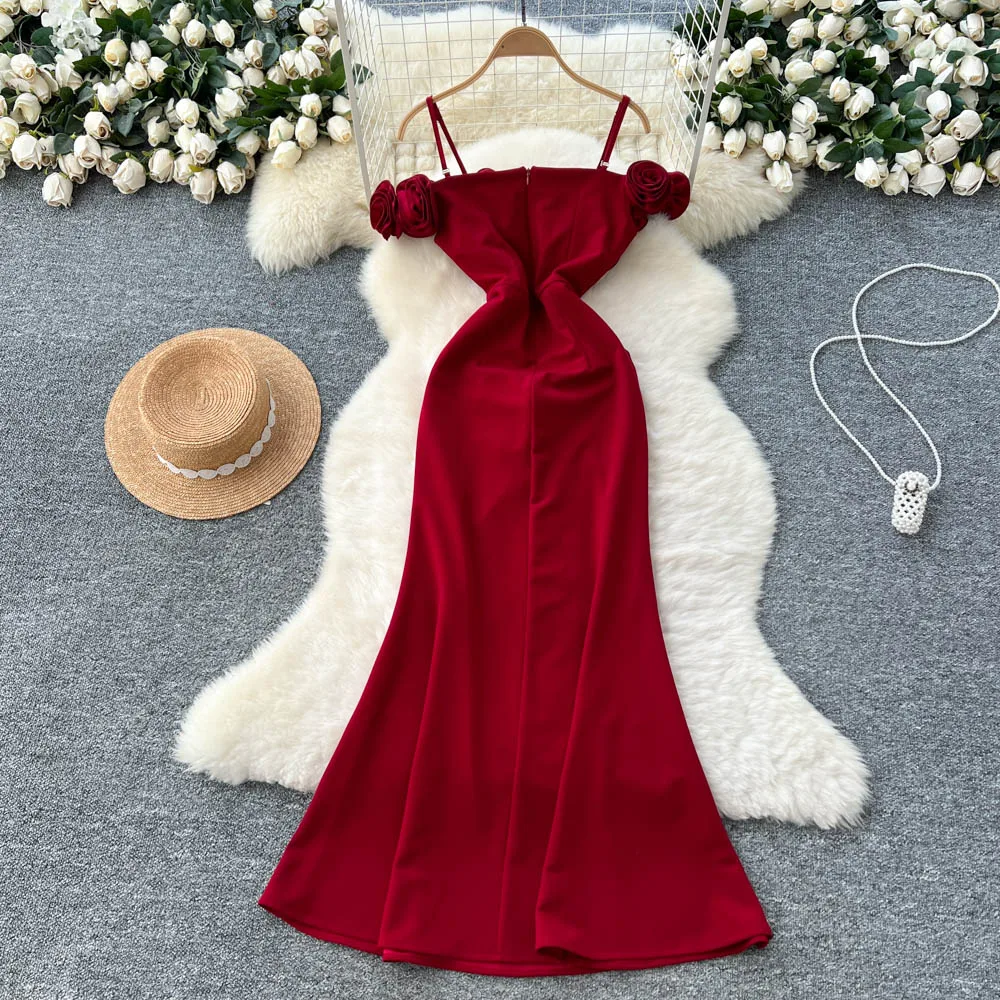 Chic Elegant vintage floral sleeveless split Vacation Party Women Summer Vestidos ceremony dresses