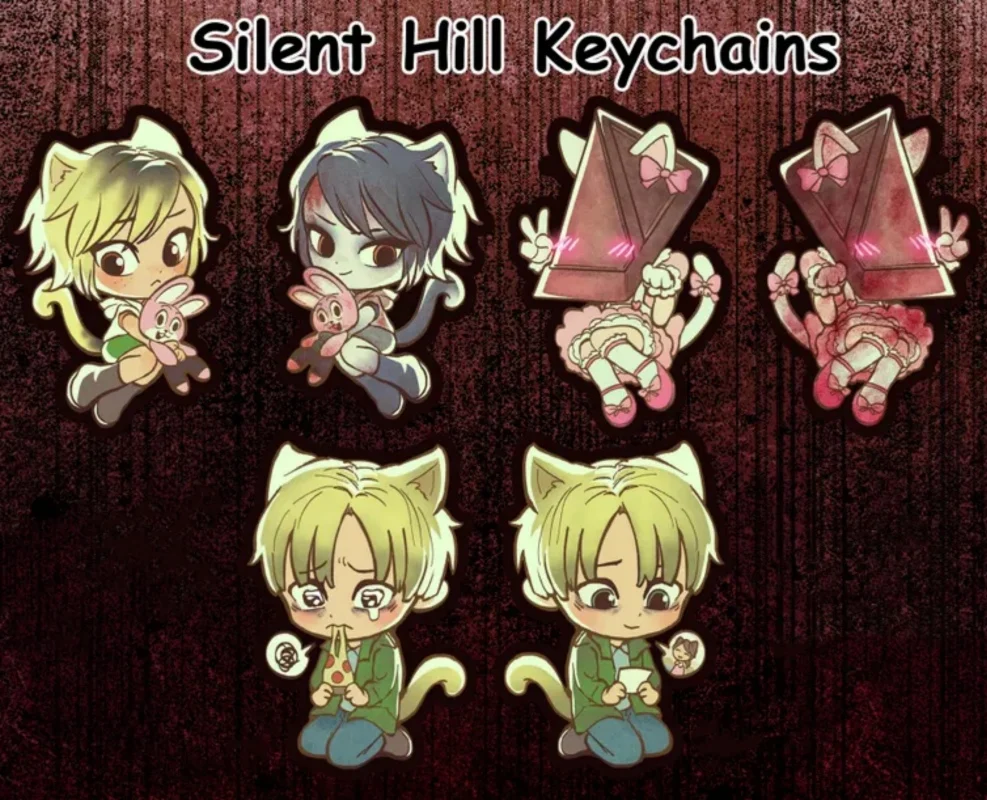 Porte-clés en acrylique Silent Hill Cat, impression double face, jeu d'horreur, porte-clés mignon style anime, pendentif de sac, cadeau pour les fans