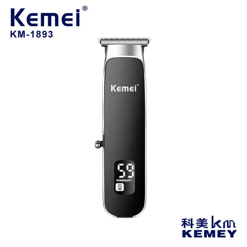 Kemei Km-1893 Lcd Display Usb Rechargeable Cordless Double Cutter Head Oil Head Engraving Electric Hair Clipper Barber Shop