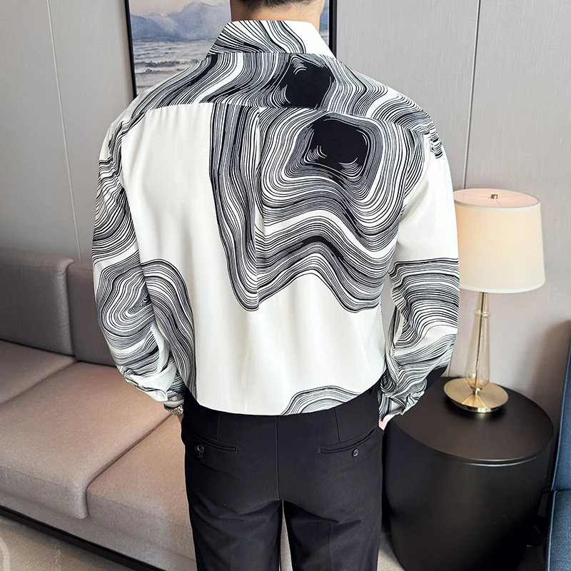 Men Shirt 2024 Summer Light and Thin Long Sleeved Loose Casual Fashion Printed Shirt Anti Wrinkle Soft High Quality Men Clothing