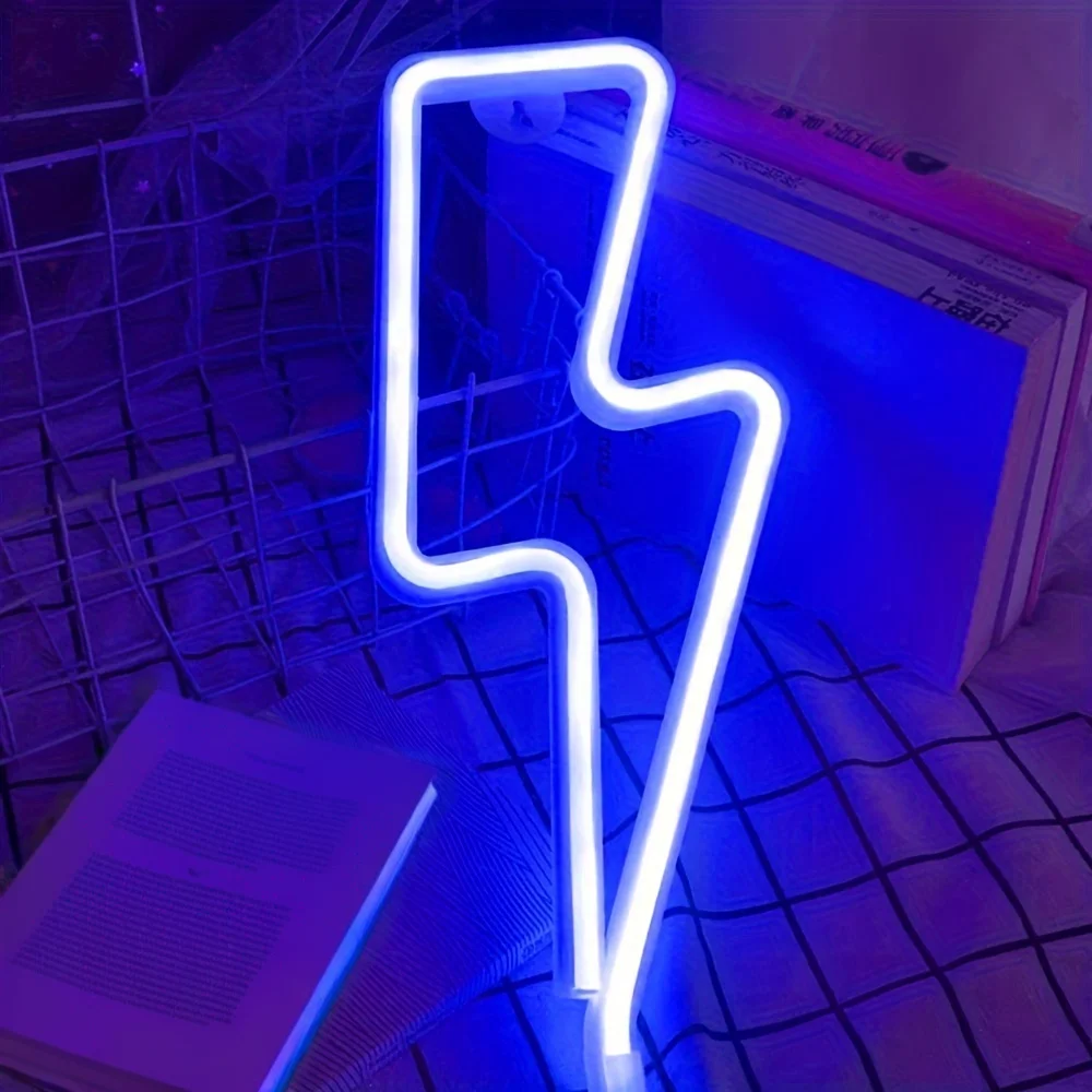 1pc Lightning Neon Light, Creative LED Sign Wall Light USB/Battery Night Light for Home Bedroom Party Christmas Decor Kid Gift