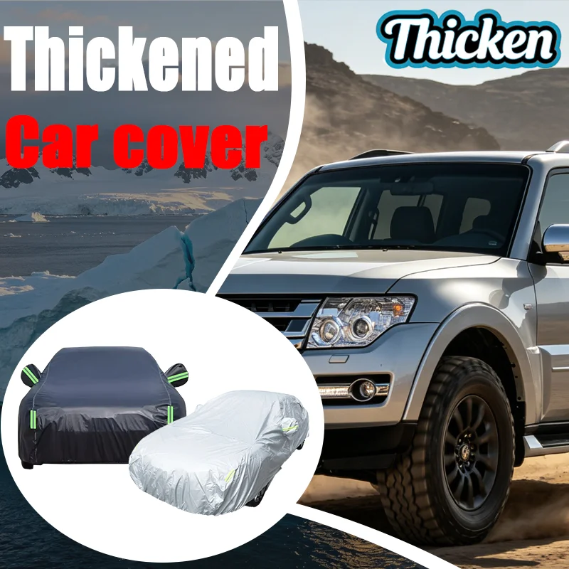 Image of Für Mitsubishi Pajero Shogun Montero SUV-Abdeckung Outdoor Anti-UV Sonnenschutz, Schnee-, Regen- und Windresistente Autoabdeckung