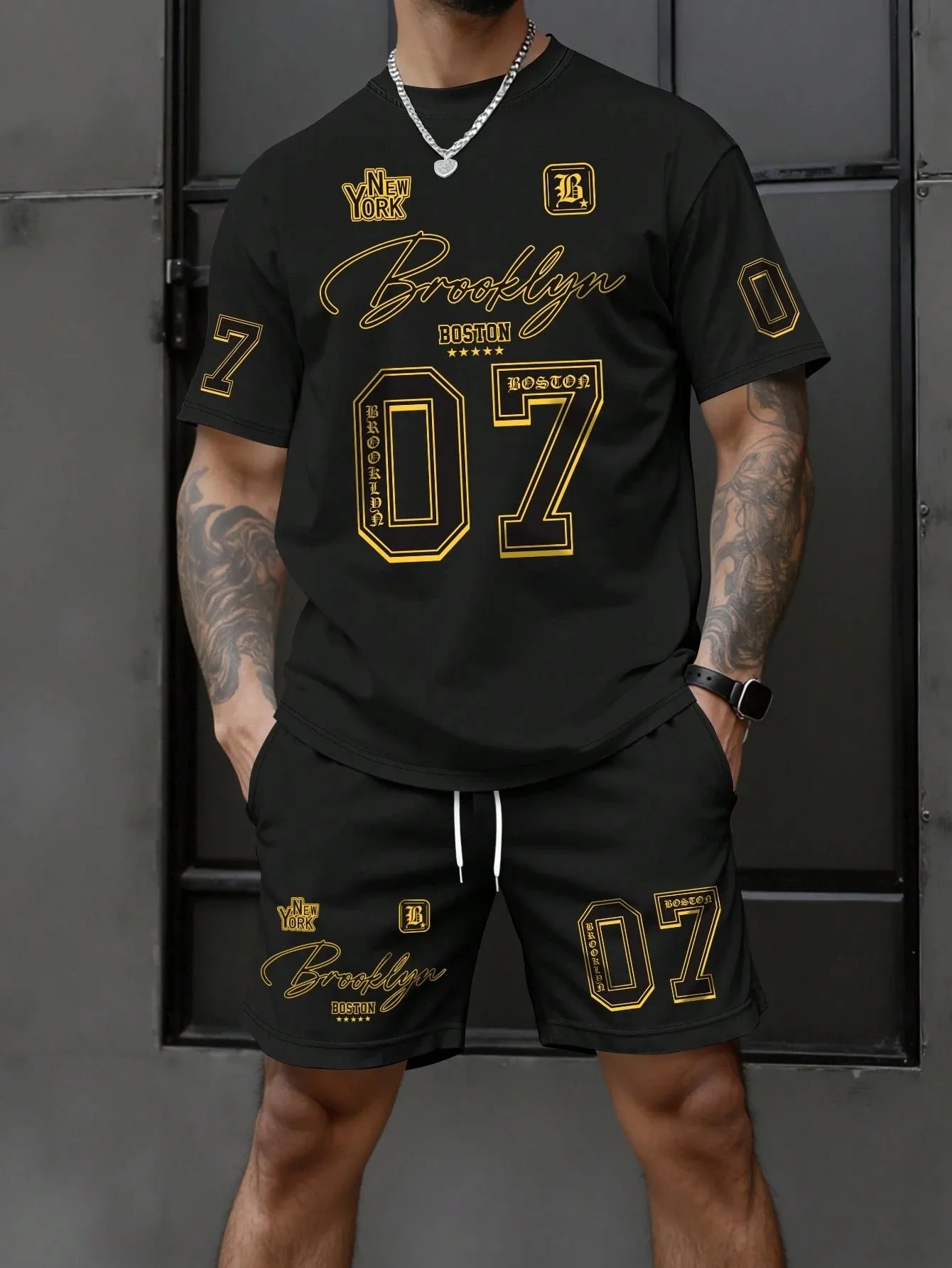 2026 Summer New Men's Suit with Digital Print Breathable Lightweight Comfortable and Sporty Men's Clothing