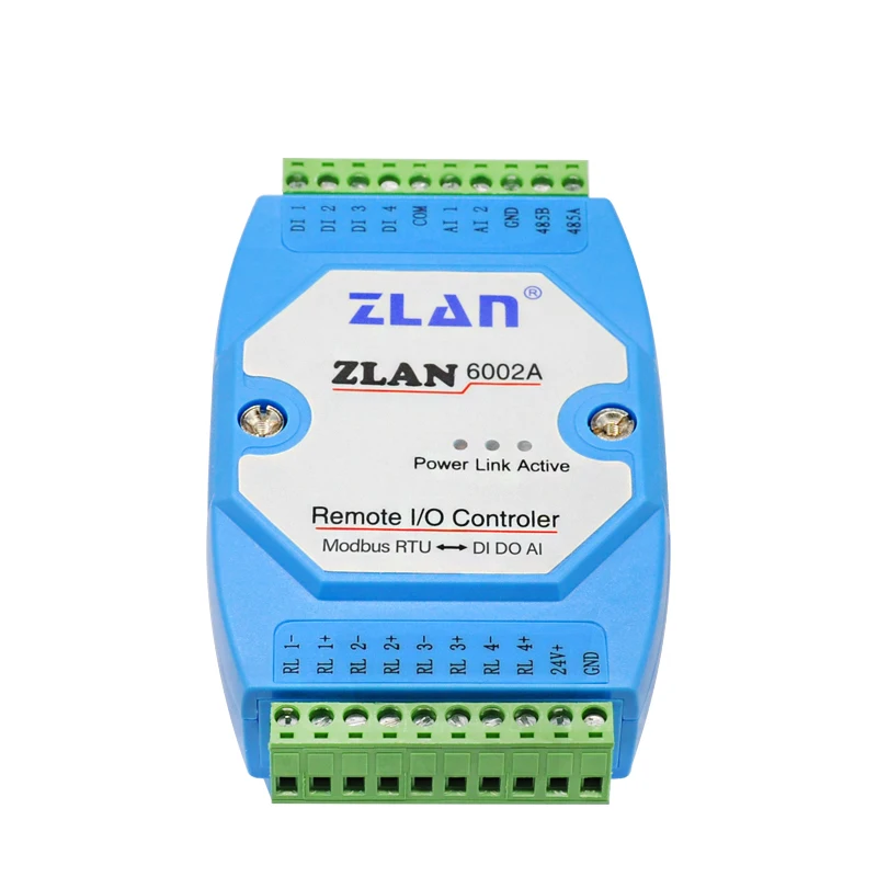 Digital entrada e saída analógico interruptor de controle remoto, 2 AI, 4 DI, 4 DO, RS485, RTU i/o módulo, ZLAN6002A