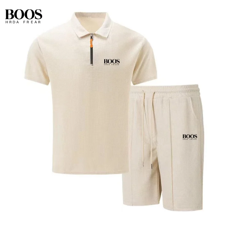 

New men's high-quality casual shorts and polo shirt two-piece set for summer fashion, comfort, and breathability