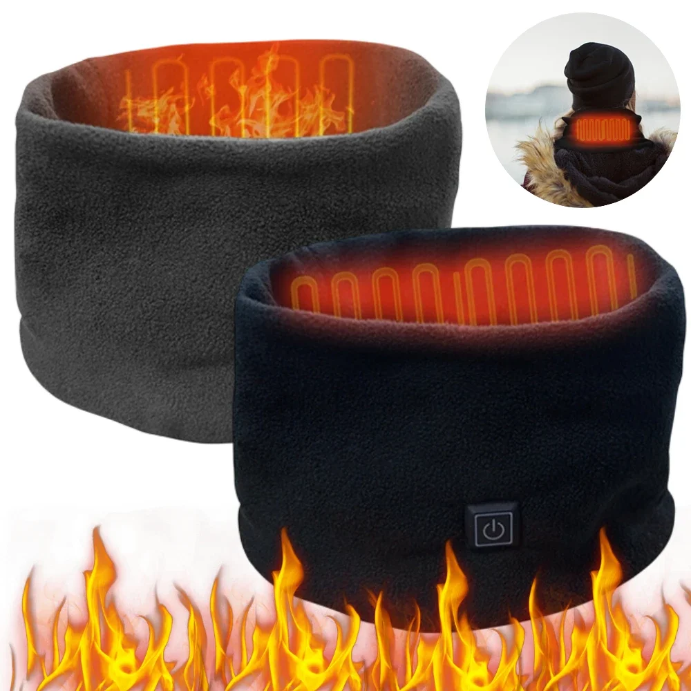 

Unisex Winter Electric Heated Scarf Neck Wrap Rechargeable Neck Warmer 3 Speed Heating Fleece Scarf for Cycling Skiing Camping