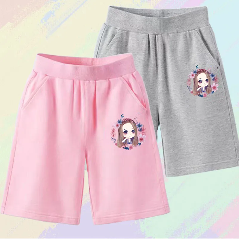 100-160cm Children's Shorts Summer Thin Style Girls Cute Outer Wear Five-Point Pants New Casual Sports Pants