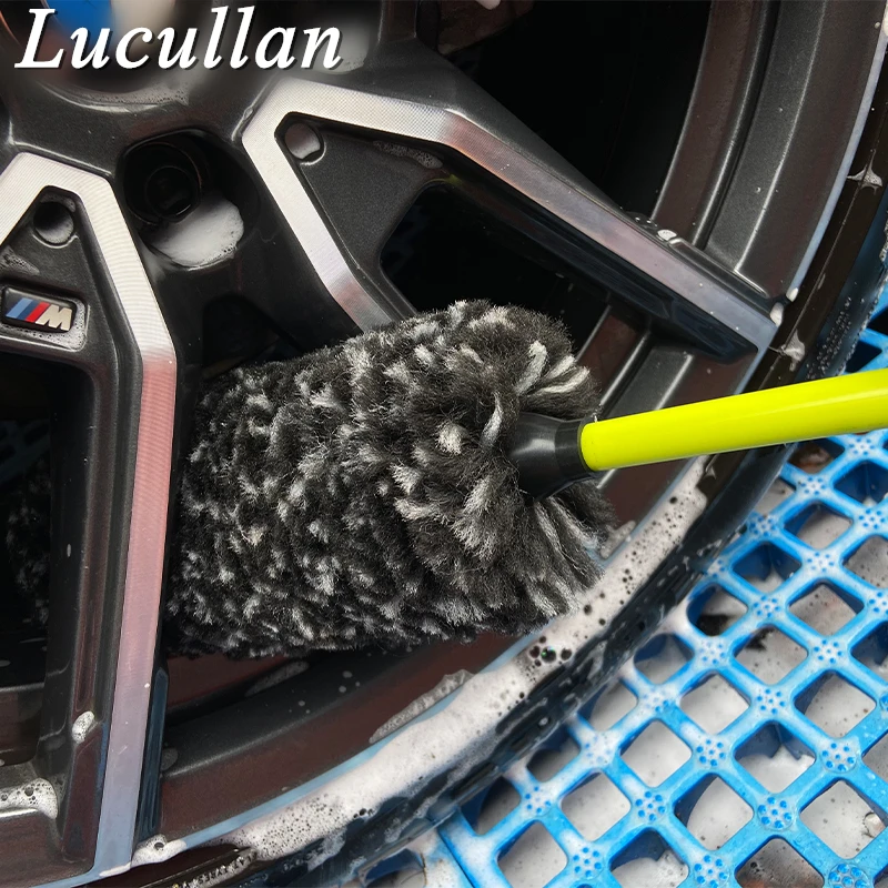 Lucullan Red Wheel and Rim Brush   Microfiber Safe For Exhaust, Tires, Rims, Engine Bays