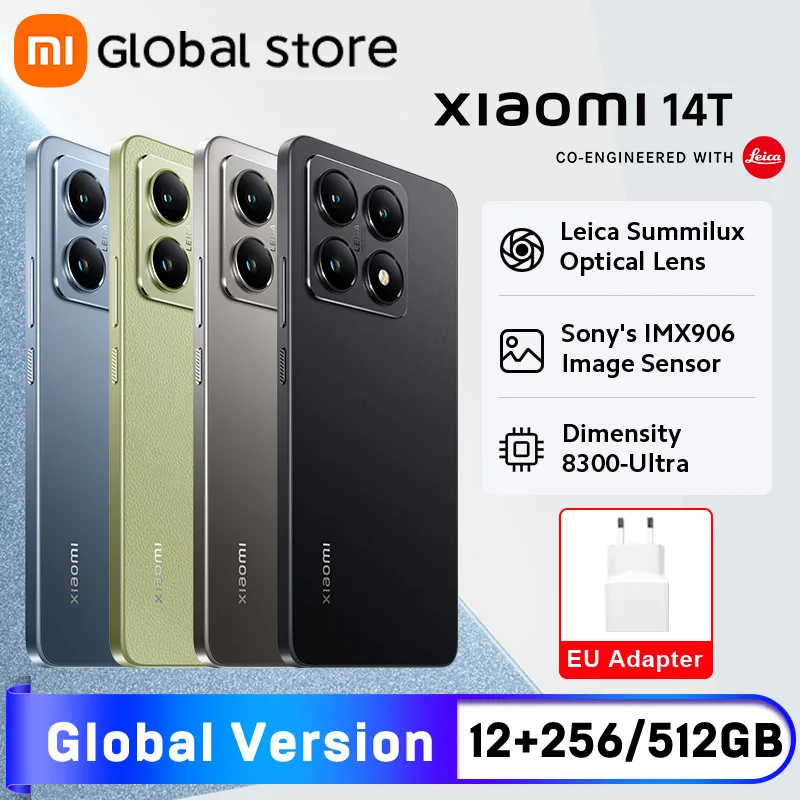 Global Version Xiaomi 14T 5G Smartphone MediaTek Dimensity 8300-Ultra CPU 12GB RAM 144Hz AI Display 50MP 67W HyperCharge NFC