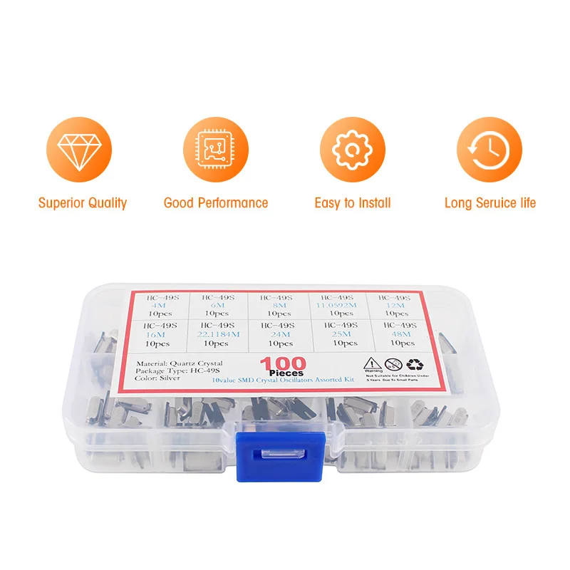 35/100/200PCS HC-49S Crystal Oscillator Kit Quartz Crystal Resonator Set 4Mhz 6Mhz 8Mhz 12Mhz 16Mhz 20Mhz 24Mhz 25MHz 48MHz