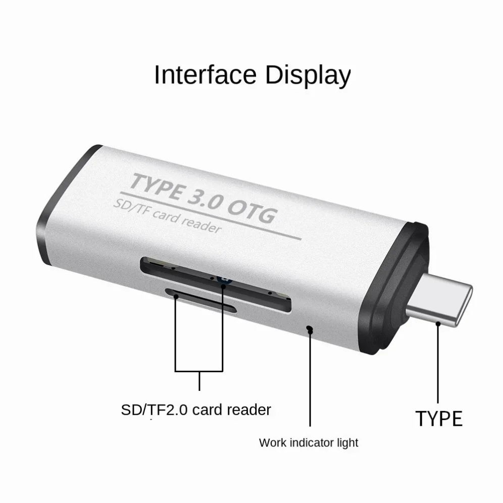GRWIBEOU-Lector de tarjetas multifunción tipo C a USB 3,0, adaptador de transferencia de datos para Macbook, teléfono y ordenador portátil, OTG, SD/TF