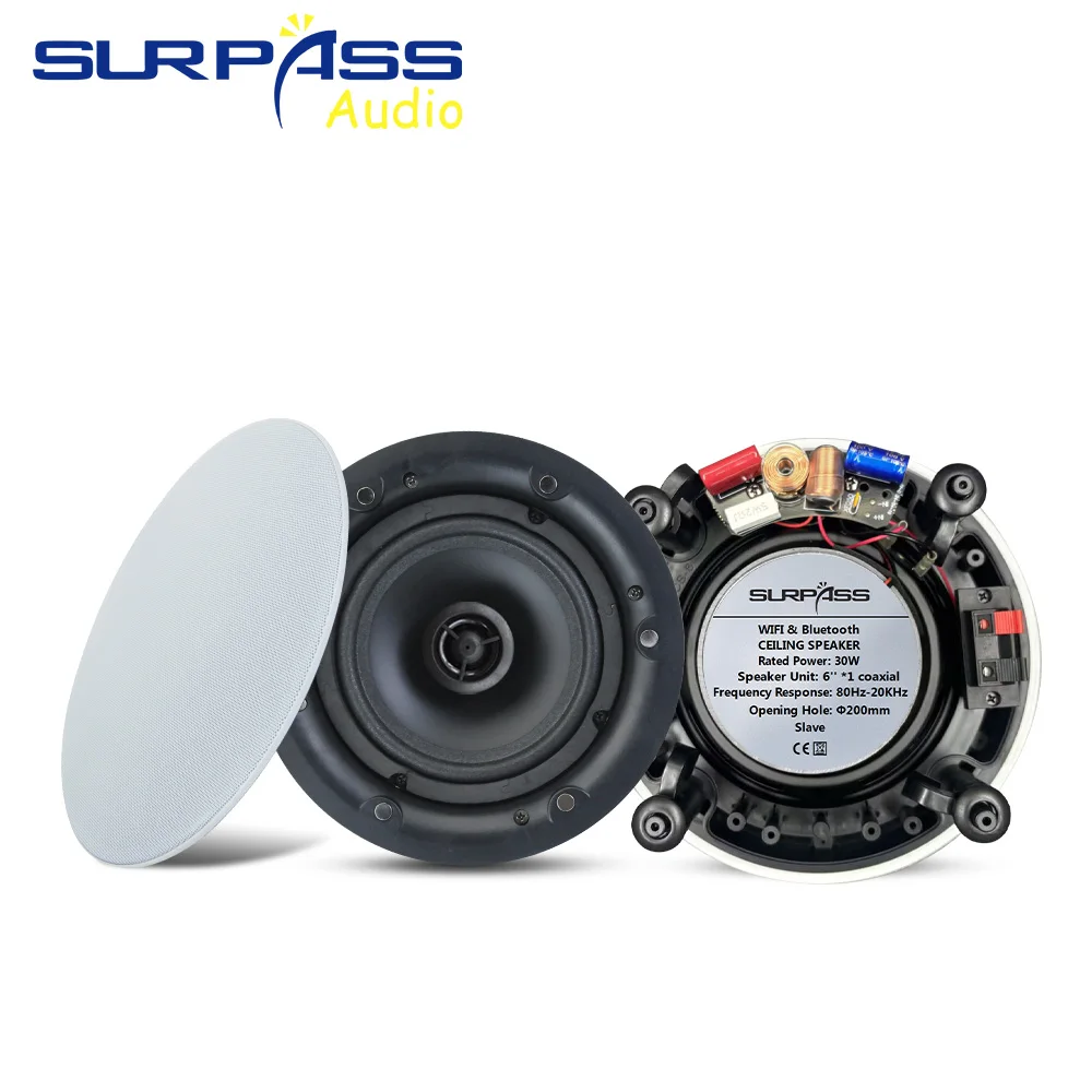 4PCS WIFI Bluetooth Ceiling Speakers Powerful Sound Quality Powerful  Built In  Digital  Class D Music Player Active Ceiling SPK