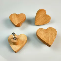 Popular Madeira Coração Forma Cabinet Handles, Wardrobe Knob, Porta Puxa, Crianças Quarto Segurança Decoração, Mobiliário Hardware