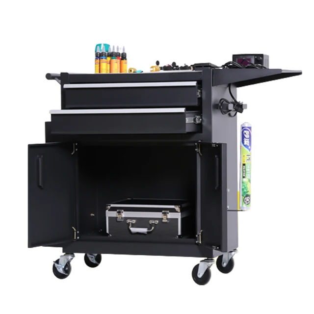 Barber Tool Box, Black Beauty Salon Cart, Tattoo Work Station, Portable Trolley Organizer, Hair Salon Equipment Storage