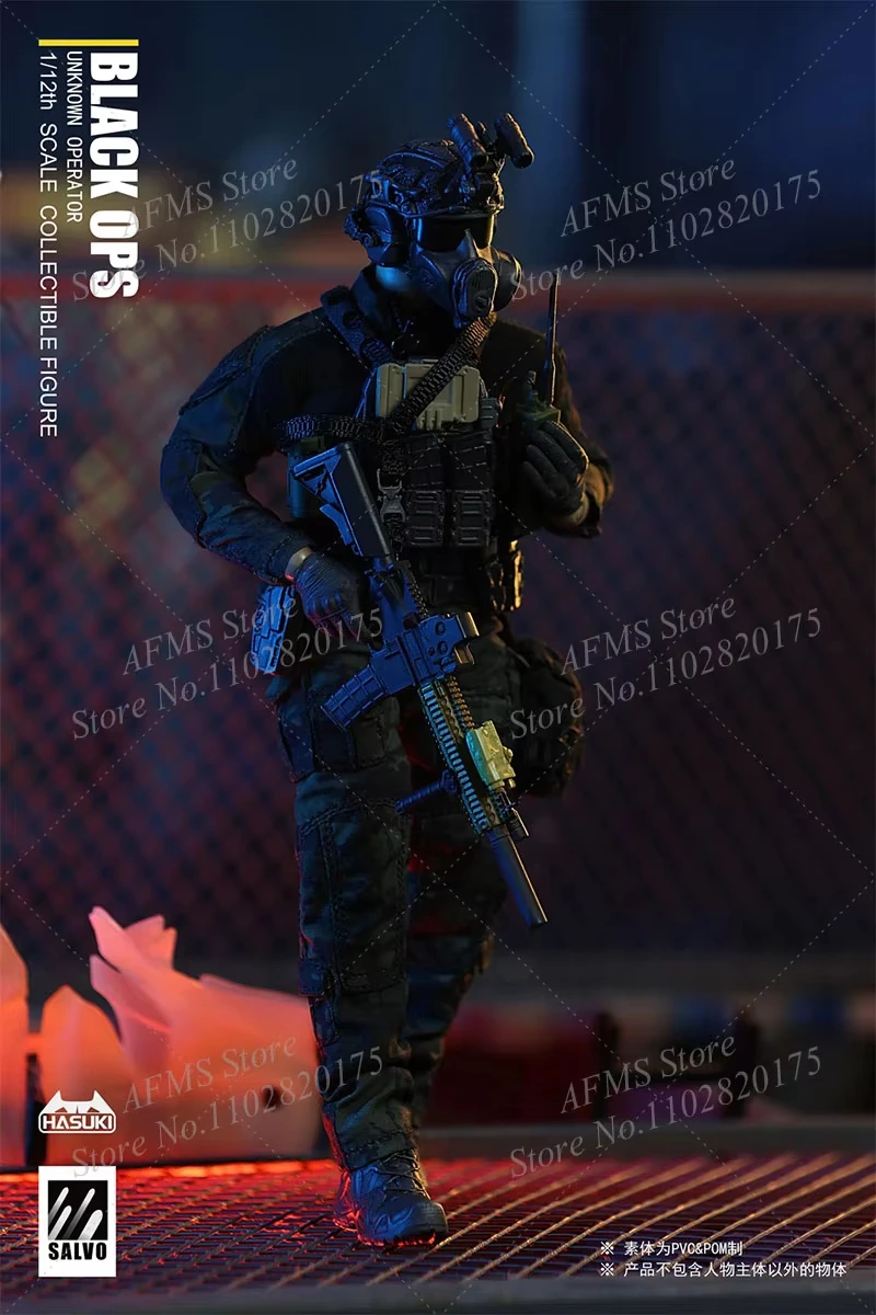 1/12 Collectibles Black OPS Night Action Team Full Set 6Inch Men Soldier Action Figure Body Models Toys