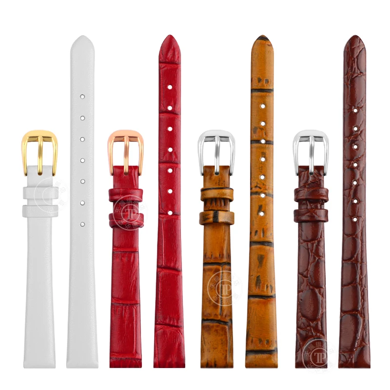 6mm 8mm 10mm 12mm 14mm  Soft Geunine Leather Watch Band Women\'s Strap Small Size Width First Layer Cowhide Vintage Watch Band