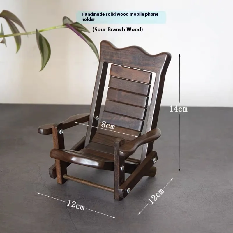 حامل هاتف مصنوع يدويًا من خشب الورد، منظم سطح المكتب قابل للطي، كرسي صغير بتصميم حرفي من الخشب الصلب لتزيين المكاتب المنزلية