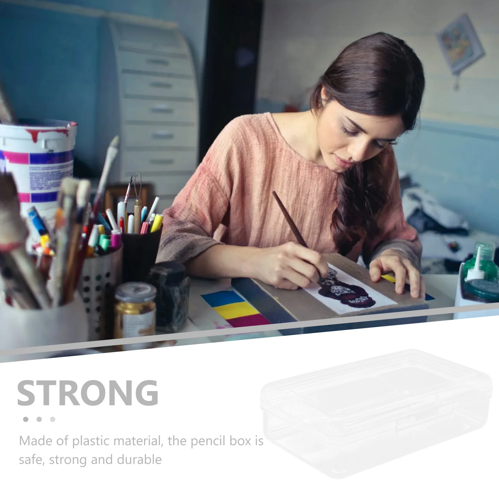 

Pencil Case Stationery Storage Box Large Capacity Plastic Holder High Office School Transparent Multifunctional