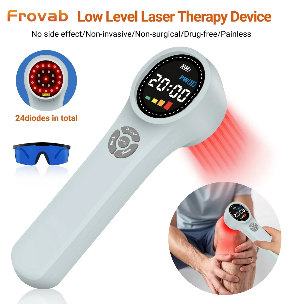 

Frovab Cold Laser Therapy Machine for Human Pets 24 Diodes 660nm 810nm 980nm Red Infrared Light Treatment Home Use Pain Relief