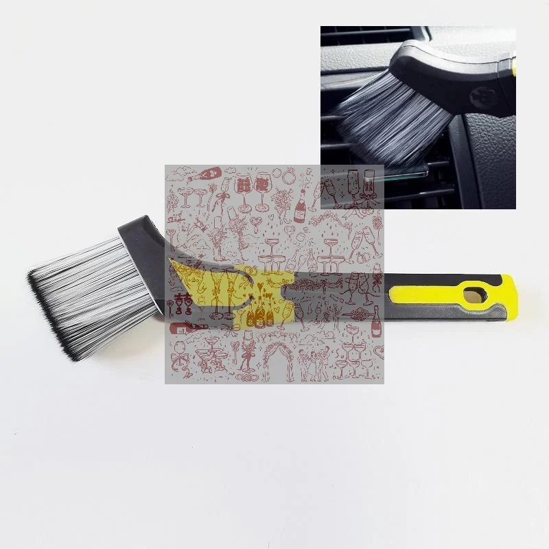Ultra Soft Car Detailing Brush Non-Slip Handle Auto Crevice Gap Cleaning Offset Brush For Wheel Interior