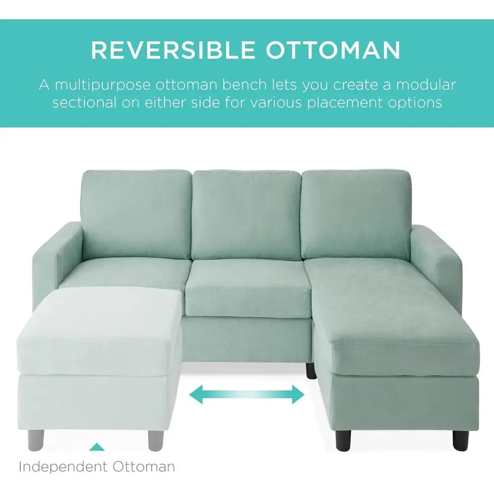 أريكة أكوا تشيس لاونج المقطعية للمنزل والنوم والمساحات المدمجة - 3 مقاعد، على شكل حرف L، مسند ذو وجهين، سعة 680 رطل