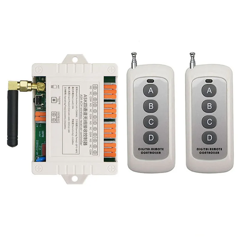 500m DC 12V 24V 4CH 433MHz rf Remote Control Switch Wireless Relay Receiver Controller for Garage\ Door\ LED\ Bulb
