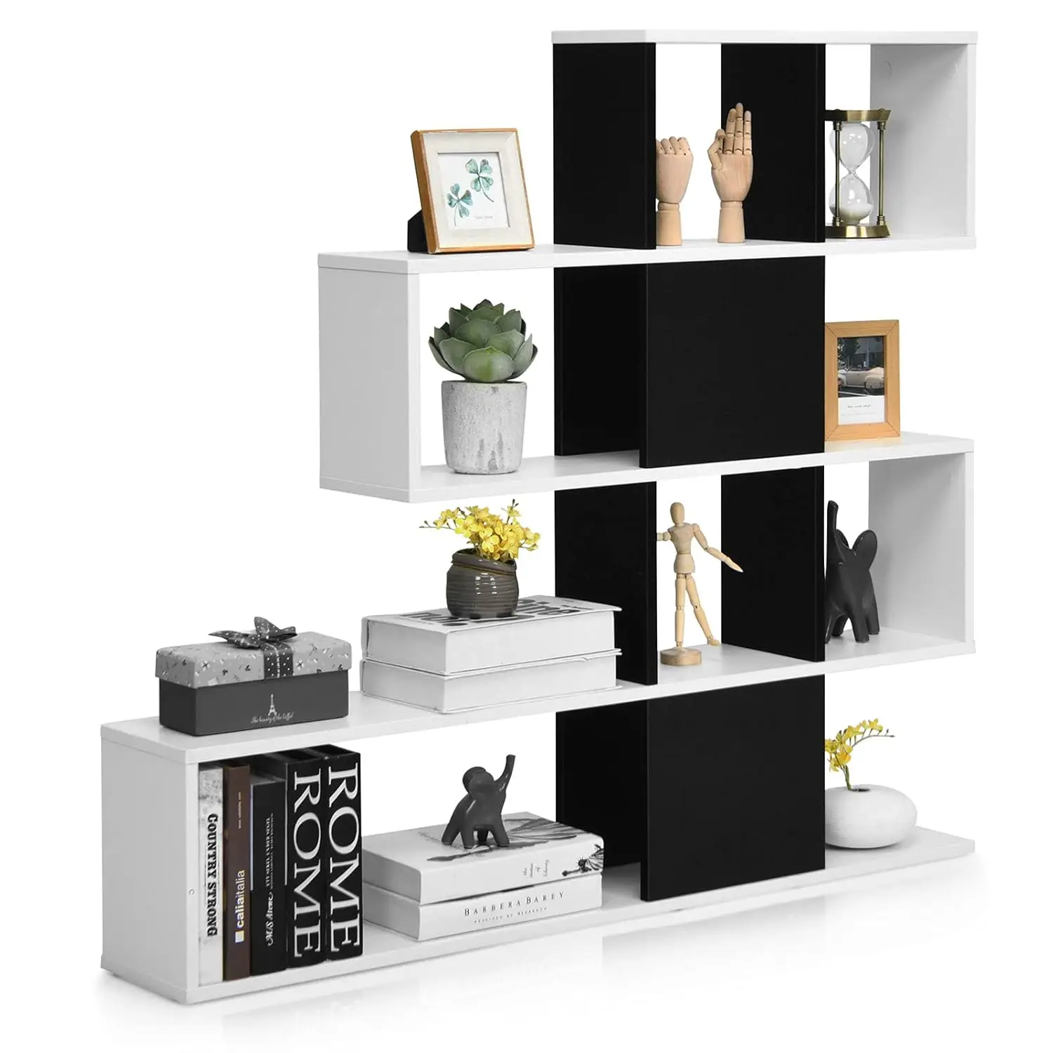 

8 Cubes Bookshelf, Modern Ladder Corner Bookcase, 8-Cube Open Stepped Storage Bookcase, 5-Tier Display Shelf for, Customized