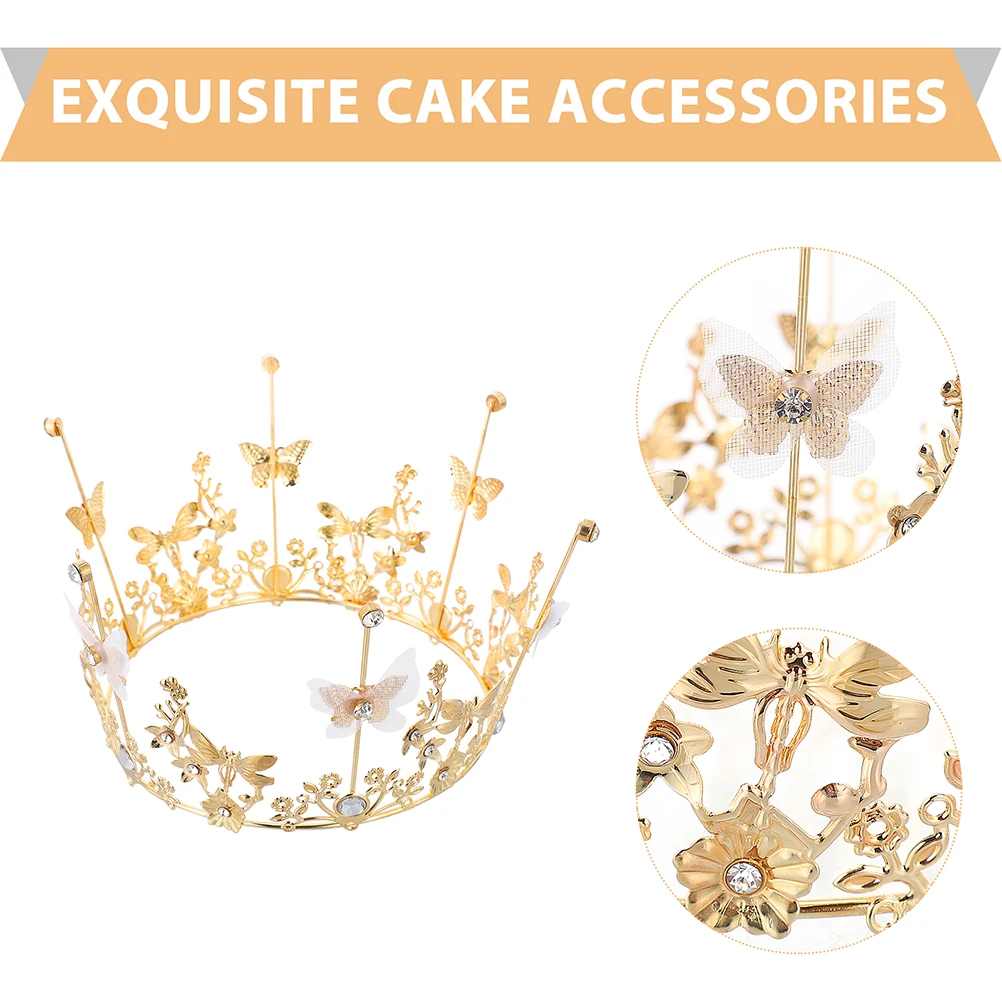 

2 pcs Crown Decorations Cake Tiara Topper Birthday Party Accessories Alloy Material Safe Durable Cake Decorations
