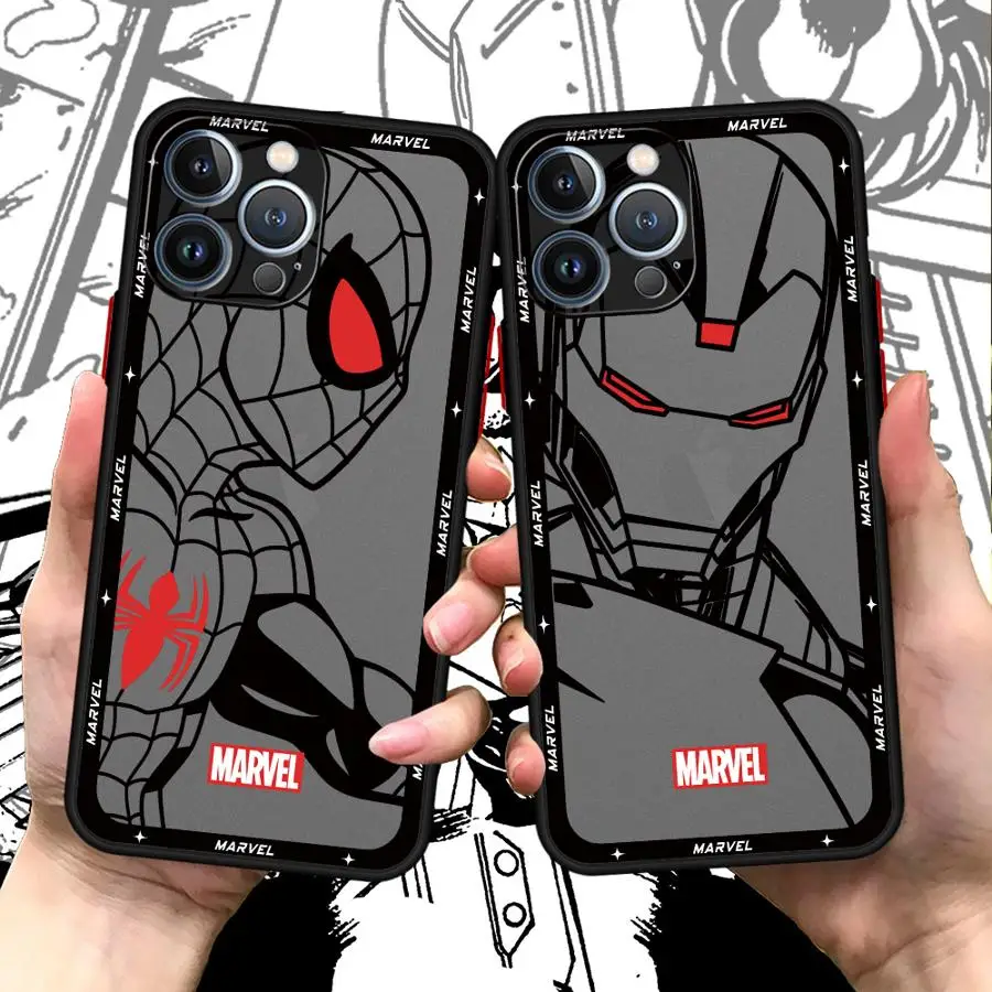 Marvel Spiderman Ironman Phone Case for Xiaomi Mi 14 13 Lite 10T 12T 11T 12T Pro 12 13 Pro 12X 11 Lite 9T Matte Silicon Cover