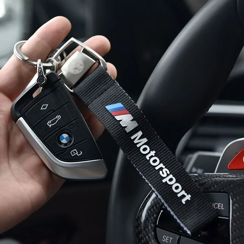 Llavero para Auto BMW M Sport X1 X3 X4 X5, Estilo Deportivo de Carreras, Correa de Nylon Resistente, Accesorio para Auto
