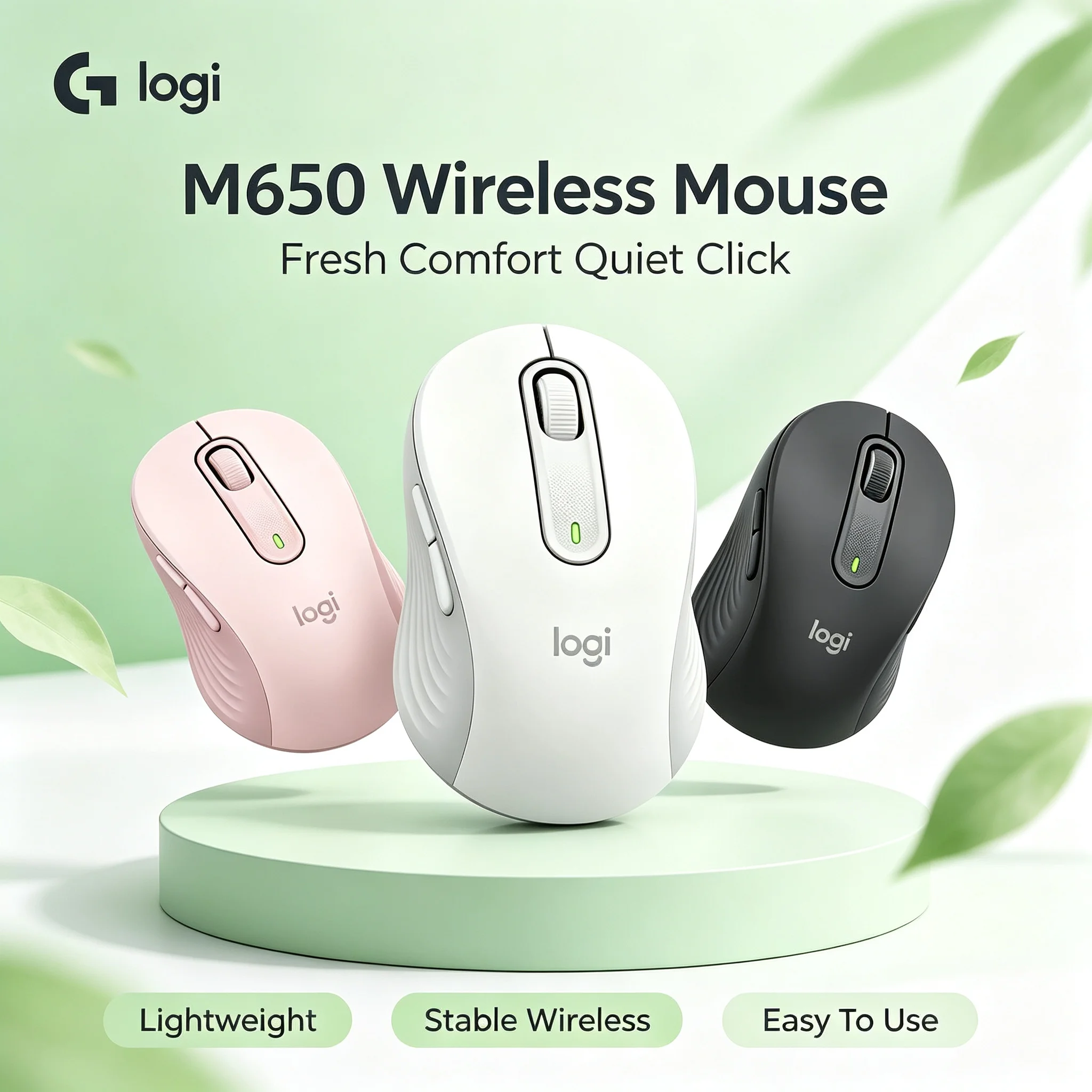 Logitech M650 Silent Wireless Mouse Ergonomic Right‑Left Hand Use Office Mice For Notebook PC