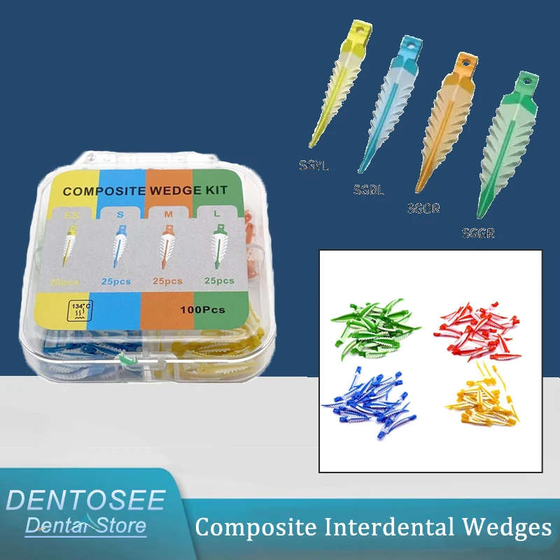 

Dental Interdental Wedges Kit 100Pc Autoclaved Silicone Composite Wedges for Matrix System Adaptive Dentist Material