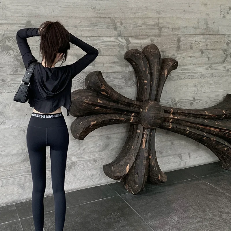 

Новые женские леггинсы для йоги весна-лето 2025 с эффектом утяжки живота, 9/10 длины, стройнящие, с дизайном в стиле санскрита, модные, из смесового хлопка