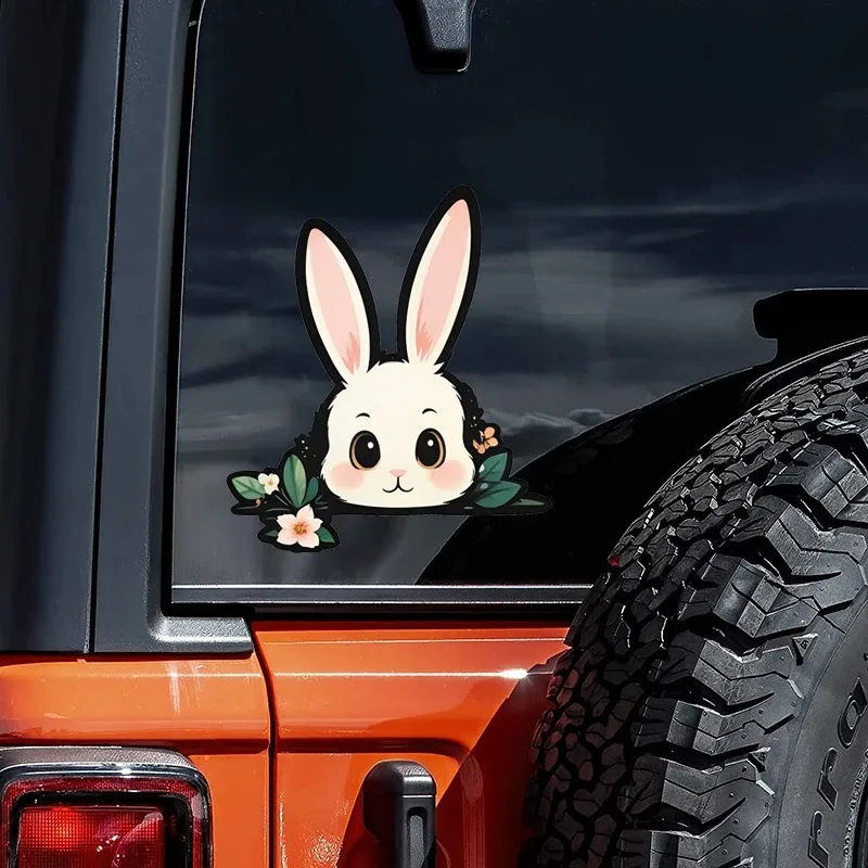Playful Accents Adorable White Rabbit Vinyl Stickers - Perfect For Cars, Laptops Fridges & More Small Vinyl Stickers 13x15cm PVC