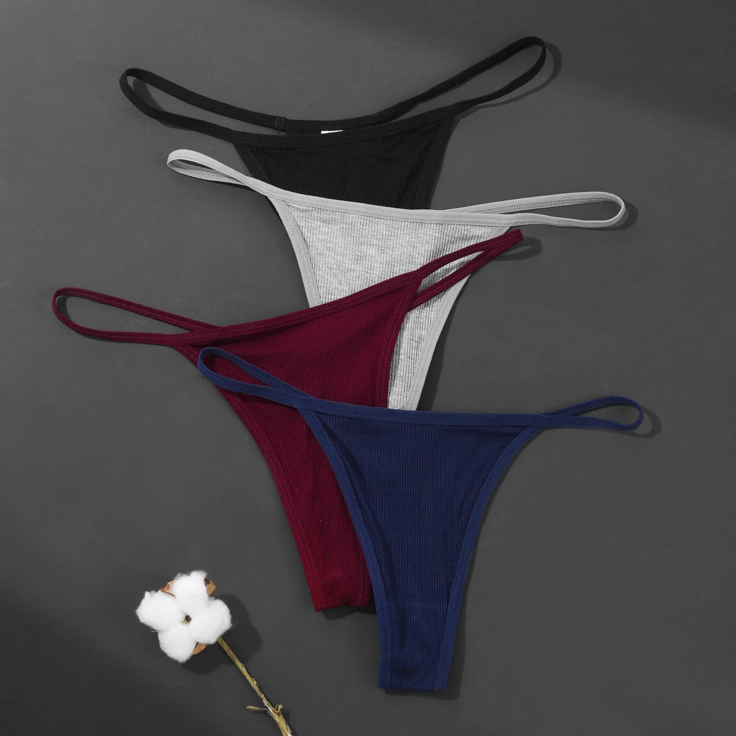 FNIO-Culotte string en coton pour femme, sous-vêtement sexy, doux, respirant, solide, avec ceinture fine