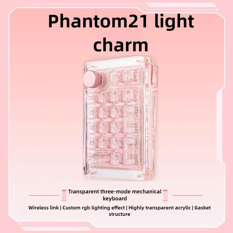 Lightmac 21 Transparent Digital Keyboard Three Mode Multi-system Switching GASKET Structure Full Key Hot Plug RGB Light 2000MAH