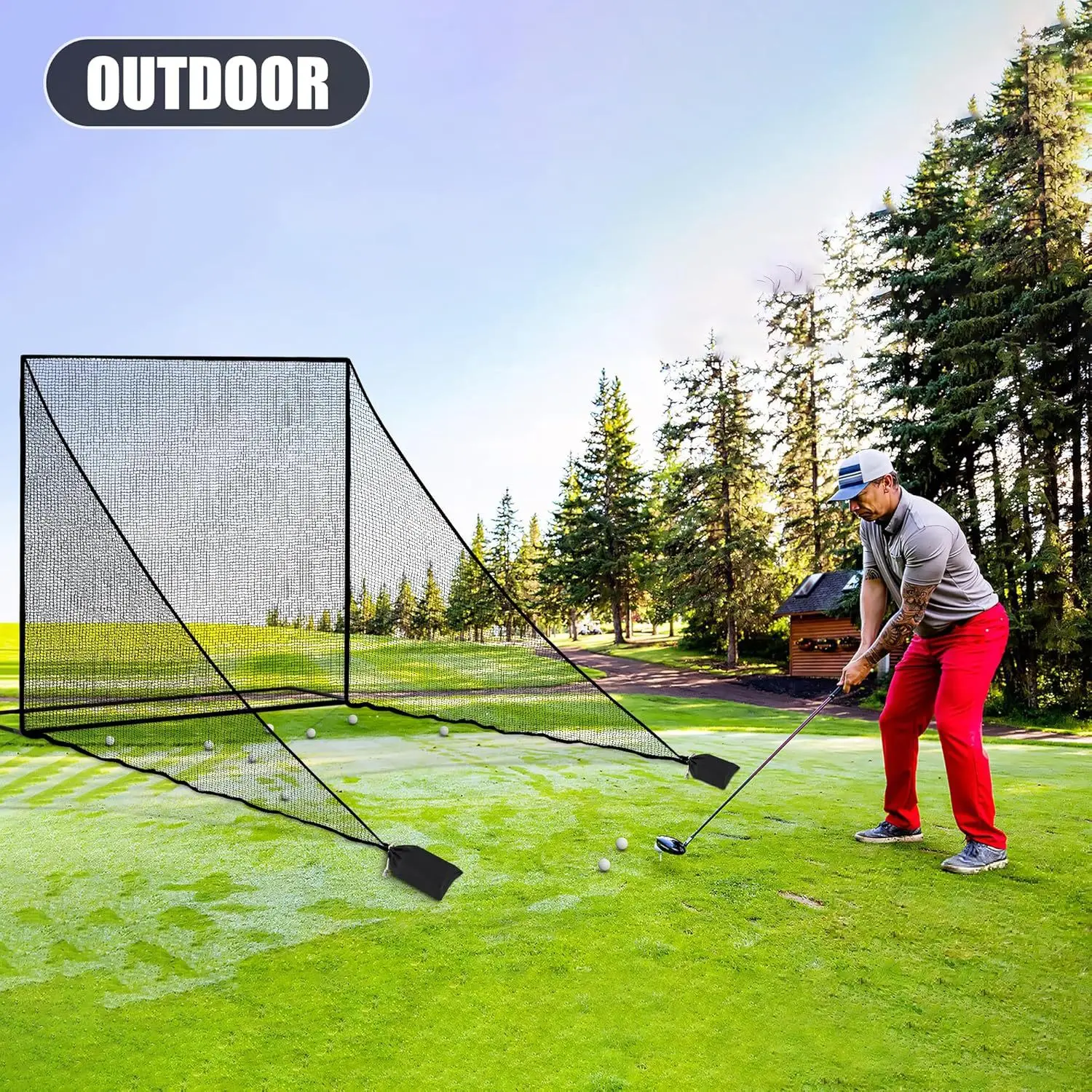 Golf Practice Net Barrier Net Baseball Side Multi Sport Easy Setup Space Saving Tool Space