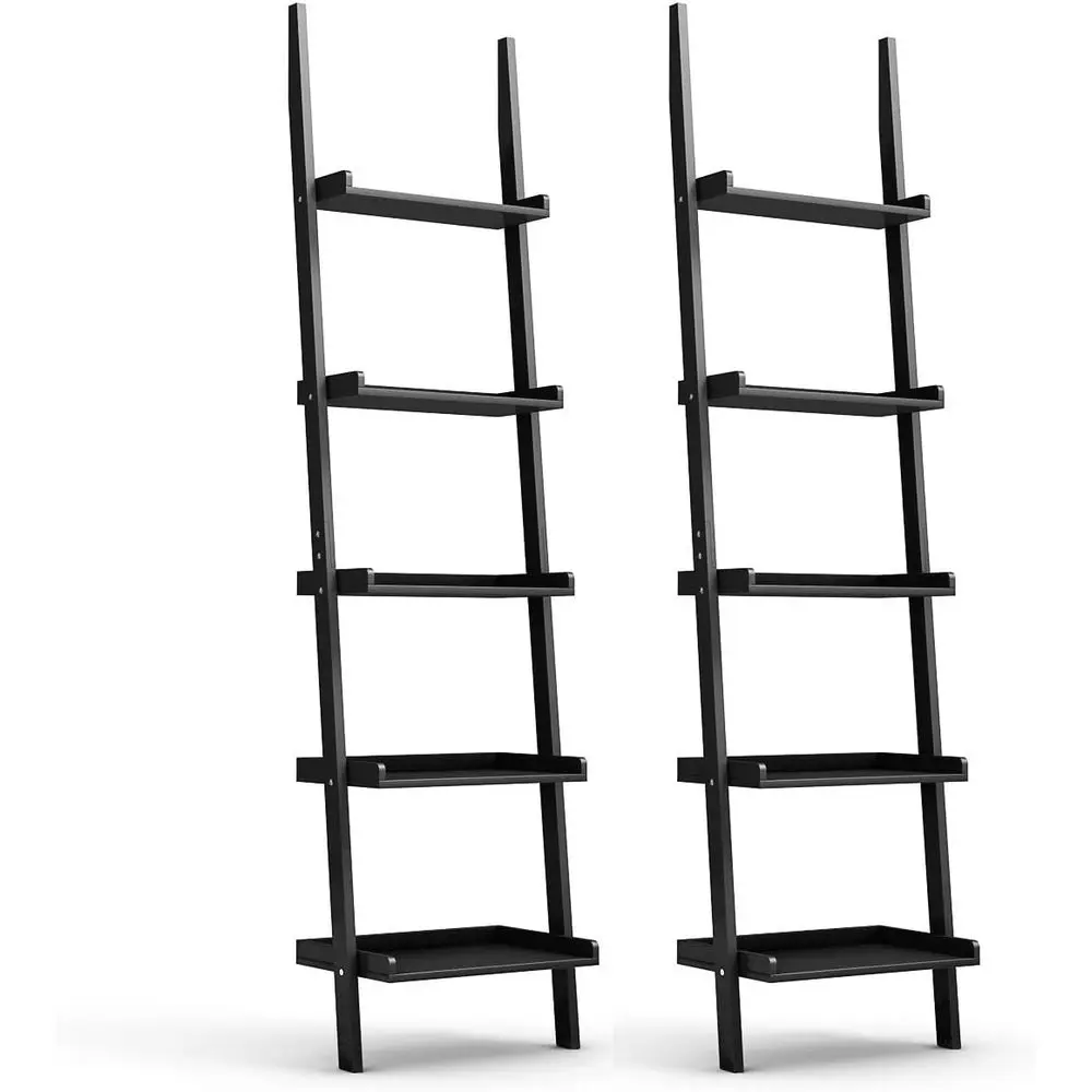 kula Ladder Shel, 5-Tier Multiunctional ern Wood Plant lower Book Display Shel, Home Oice Storage Rack Leaning Ladder Wall Shel