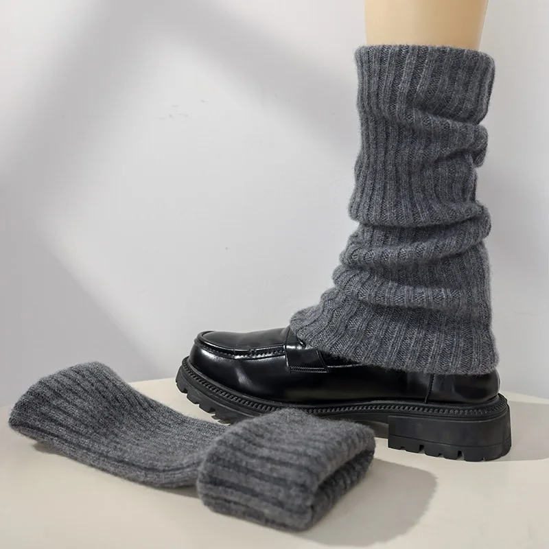 

100% cashmere socks for women fall and winter knitted knee boots thigh-high socks over the knee anti-slide