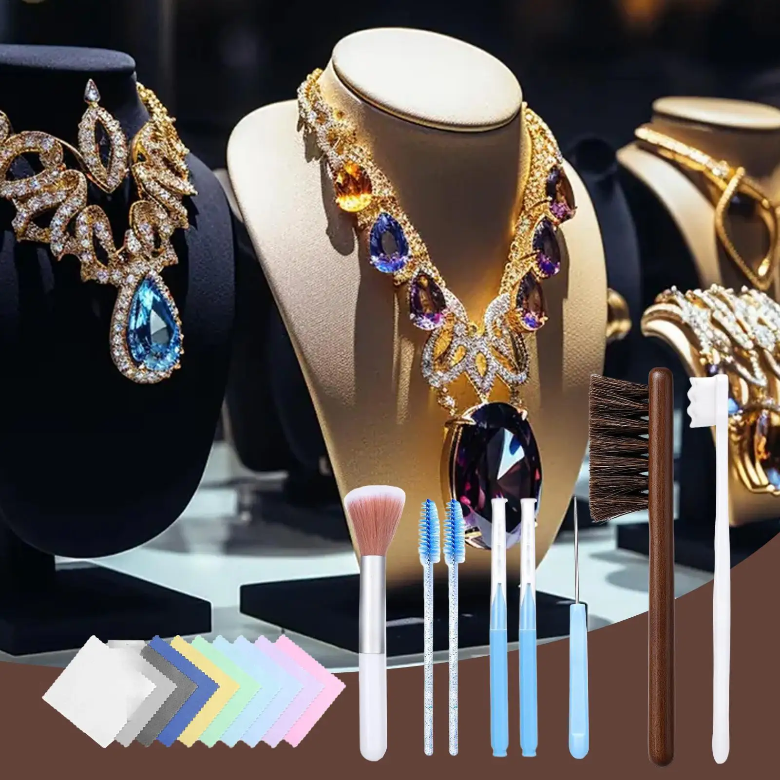 

Jewelry Cleaning Kit Multifunctional Earring Cleaner Brush Portable Jewelry Washing Tool For Gold Sterling Silver Ring Earrings