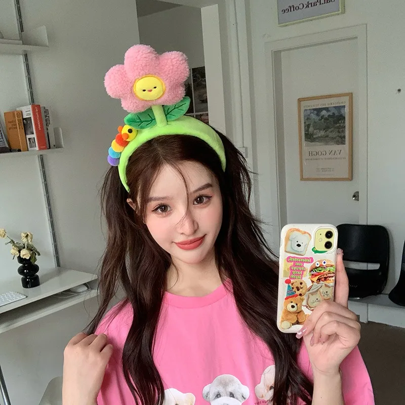 

Soft Plush Headband Cartoon Flower Face Wash Makeup Photo Prop Cute Girls Hair Accessory Kawaii Style