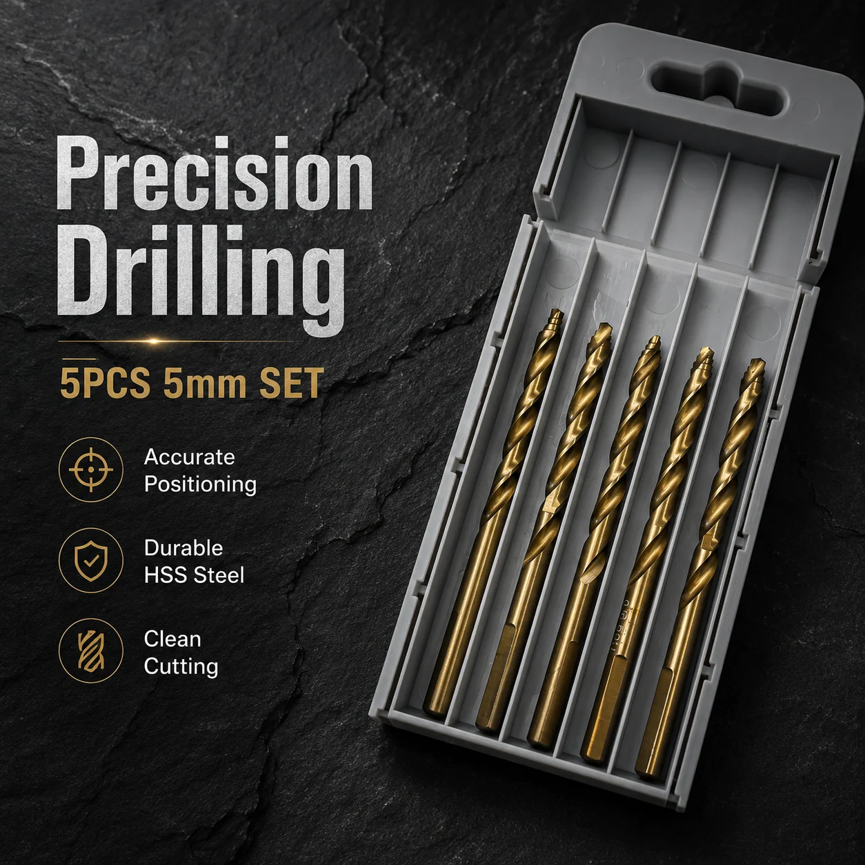 5Pcs 5mm HSS Twist Drill Bits, 1/4