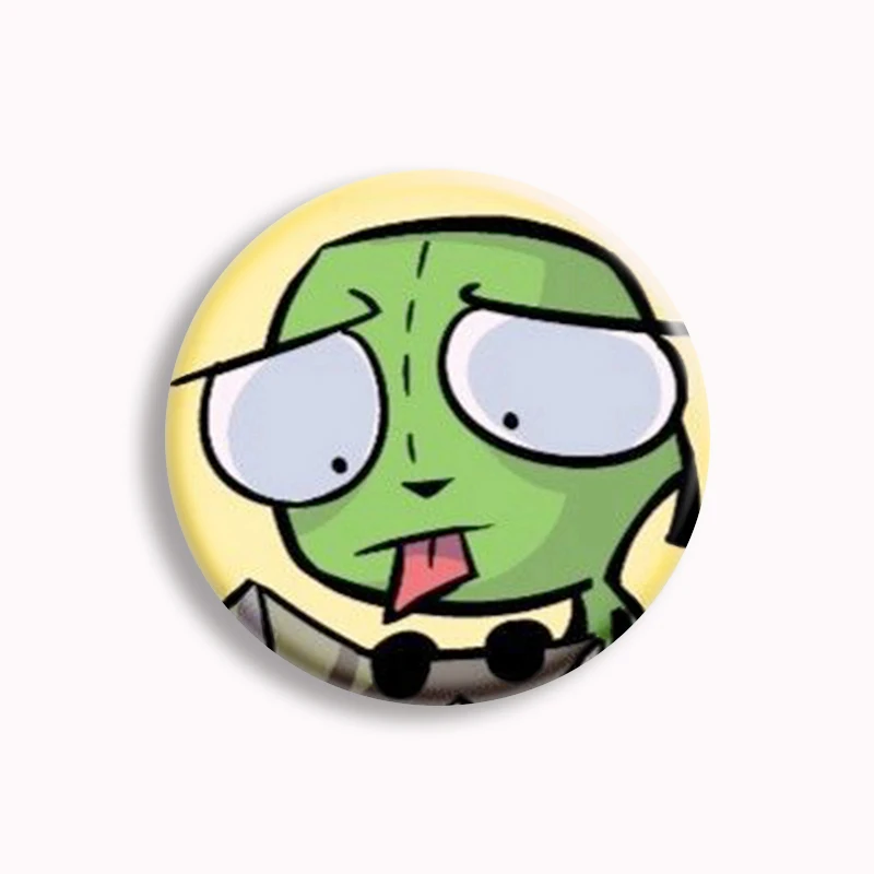 Alien ET Green Invader ZIM Cartoon Button Pin GIR Dog Kawaii Anime Brooch Badge Bag Coat Decor Fans Collect Friend Gift