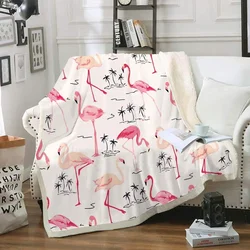 Flamingo Girls for Woman Blanket Tropical Throw Blanket Pink Flamingos Pattern Sherpa Fleece Blanket Soft Warm Plush Blanket