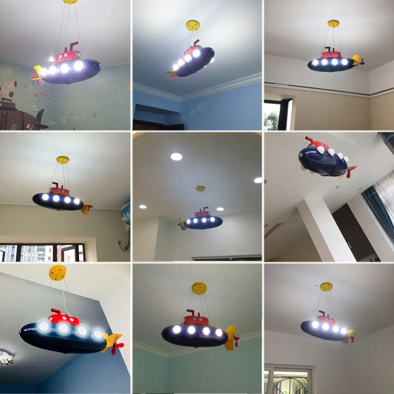 Creative Submarine Pendant Light Led Chandelier Boys and Children's Bedroom Hanging Lamp Shop Model Home Luminaire